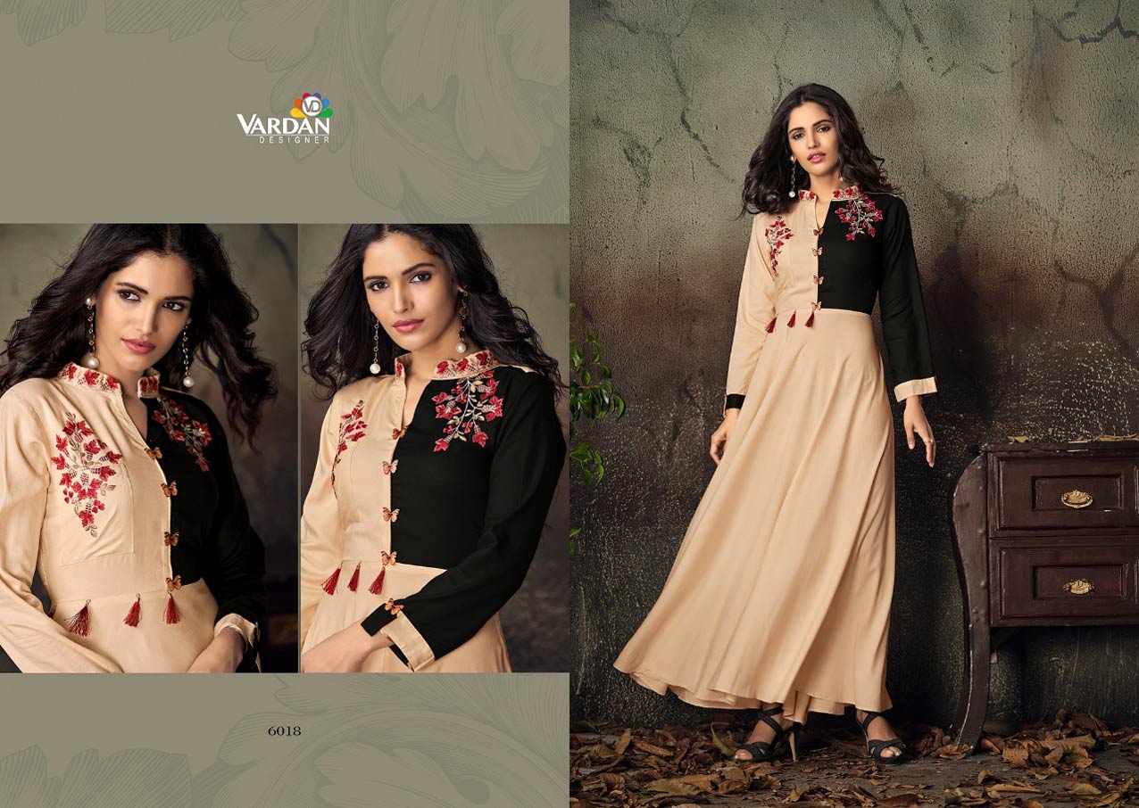 Gulnaz Vol-2 Vardan Designer Rayon Long Ladies Kurta Gulnaz Vol-2 Vardan Designer Rayon Long Ladies Kurta